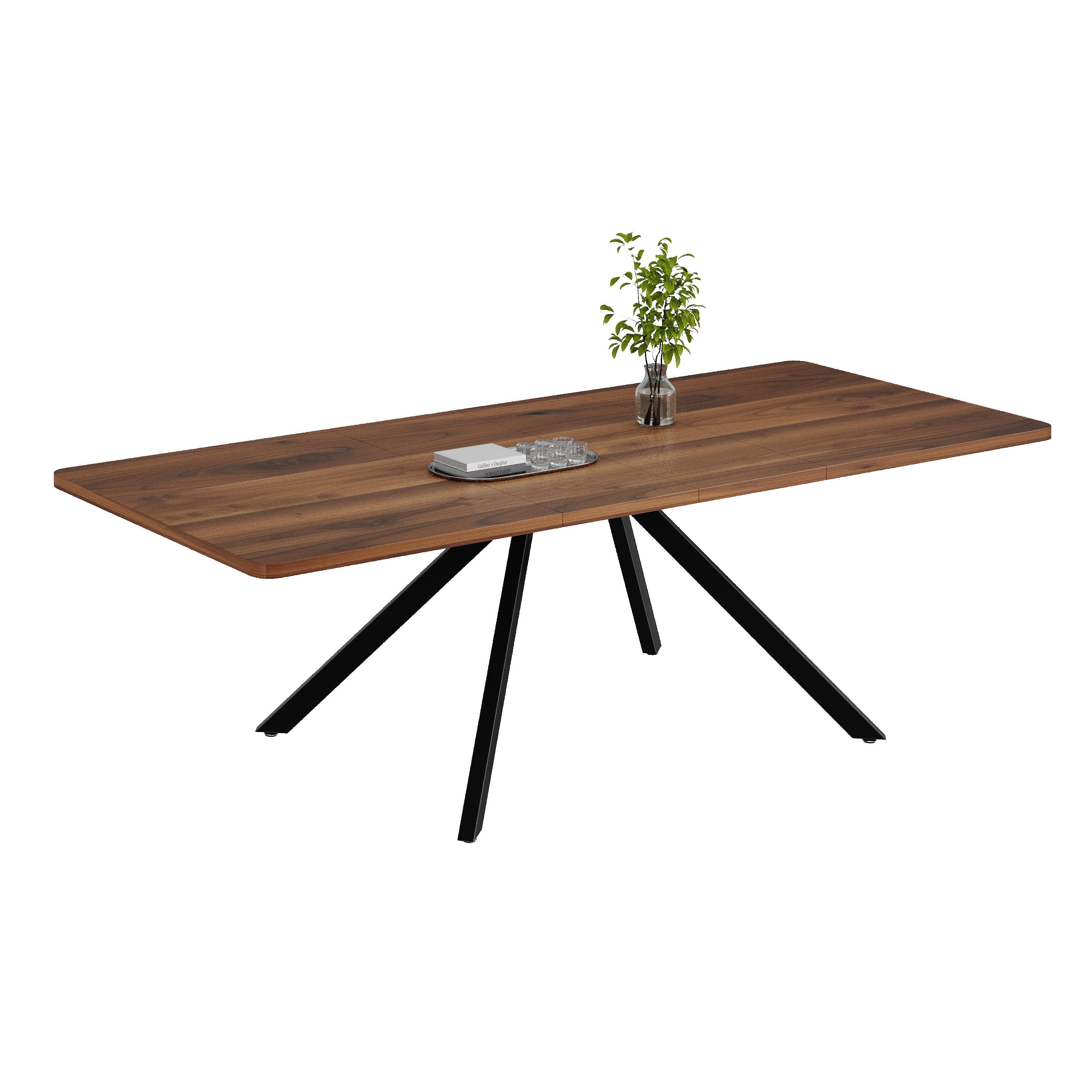 ESSTISCH AUSZIEHBARER 160-240 cm Walnuss & Metall – Moderner Esszimmertisch für 6-10 Personen mit Schwerlast-Auszug - Walnussfarben, Holzwerkstoff (90/240/74cm) - Urban Meuble