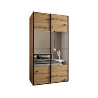 SCHWEBETÜRENSCHRANK 245,5/130/64 2-türig - Schwarz/Eiche Artisan, Holz/Metall (130/245/64cm) - Abiks Möbel