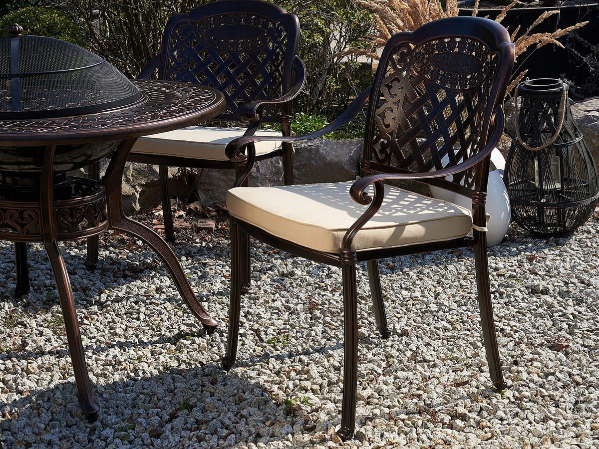 GARTENSTUHL 4er-Set Aluminium dunkelbraun Manfria - Dunkelbraun, Metall (53/92/64cm) - Beliani