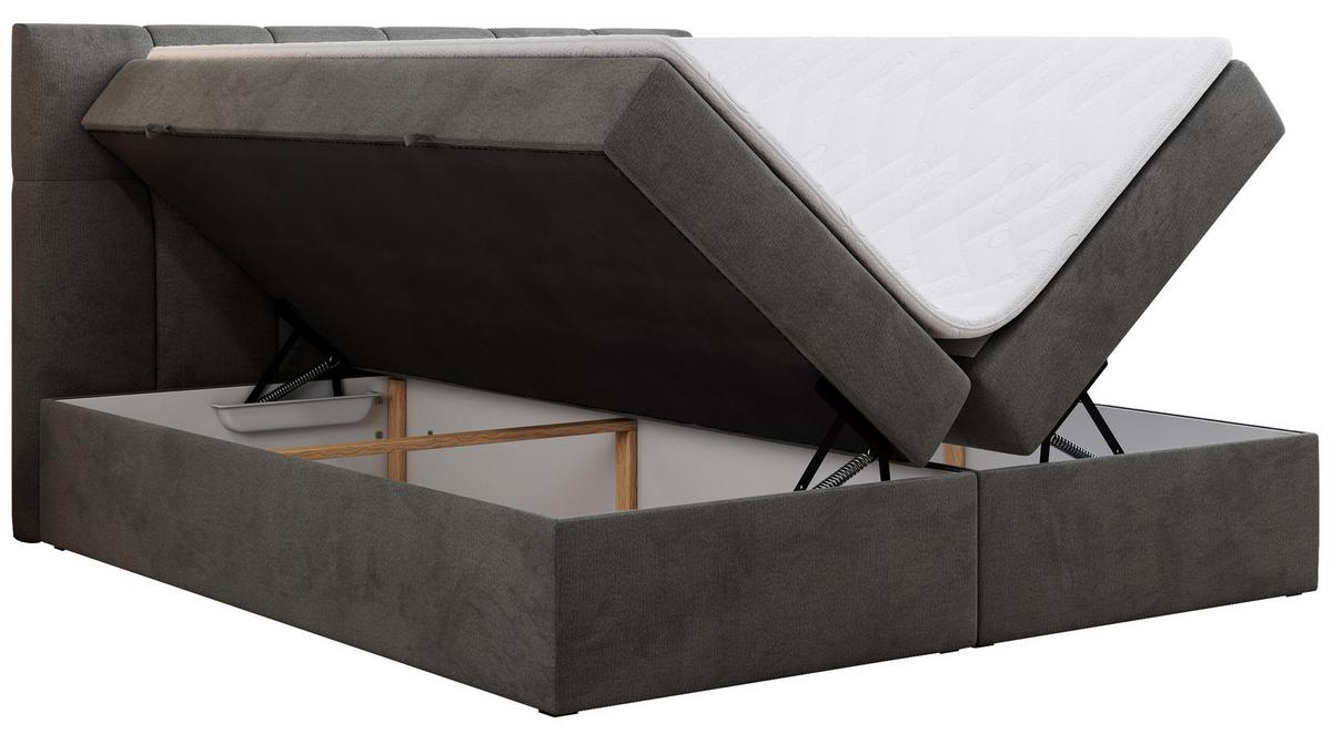 BOXBETT RICO 160/200 Dunkelgrau Velvet - H3 - Dunkelgrau, Holz/Textil (160/200cm) - MKS
