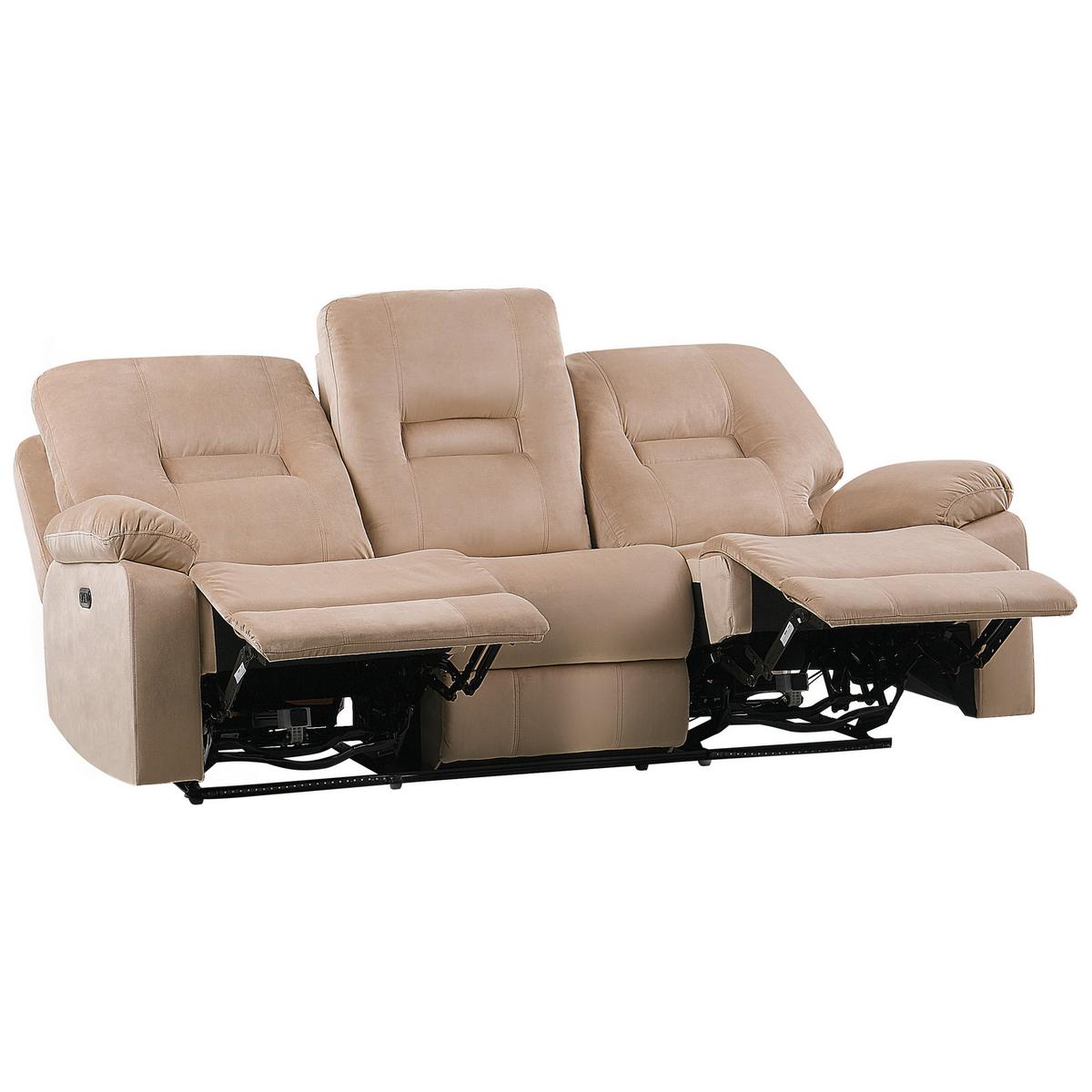 3-SITZER-SOFA mit LED-Beleuchtung Samtstoff Beige Bergen - Beige, Textil (204/101/73cm) - Beliani