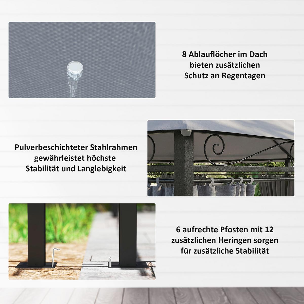 PAVILLON Stahl Polyester Dunkelgrau - Dunkelgrau, Textil/Metall (300/280/400cm) - Outsunny