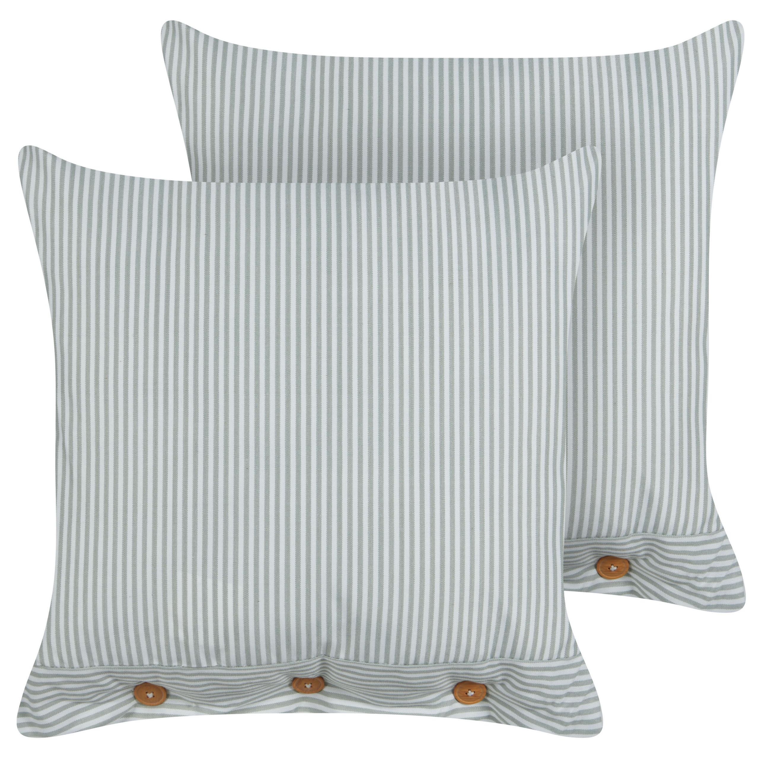 DEKOKISSEN 2er-Set Mintgrün 45/45 cm Sebrine - Weiß/Braun, Textil (45/45cm) - Beliani