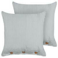 DEKOKISSEN 2er-Set Mintgrün 45/45 cm Sebrine - Weiß/Braun, Textil (45/45cm) - Beliani