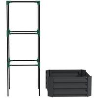 HOCHBEET mit Rankhilfe offenem Boden, Gemüsebeet für Garten - Dunkelgrau, Metall (61/140/61cm) - Outsunny