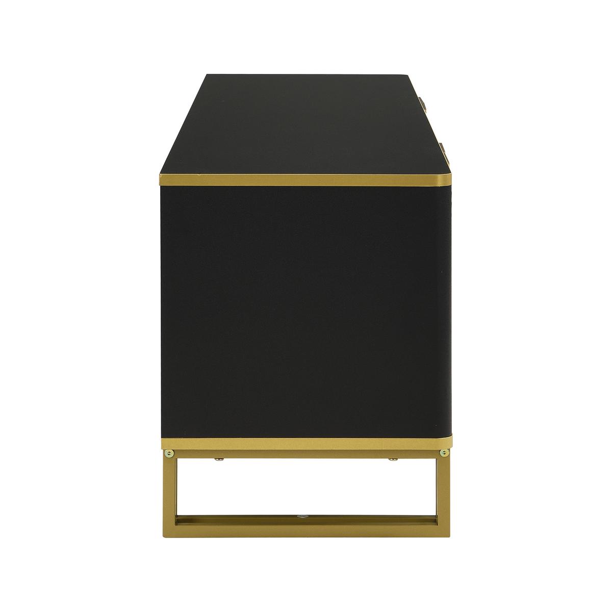 TV-LOWBOARD Schwarz & Gold mit 4 Türen Geometrisches Design 160cm - Schwarz, Holzwerkstoff (160/48/37.5cm) - Urban Meuble
