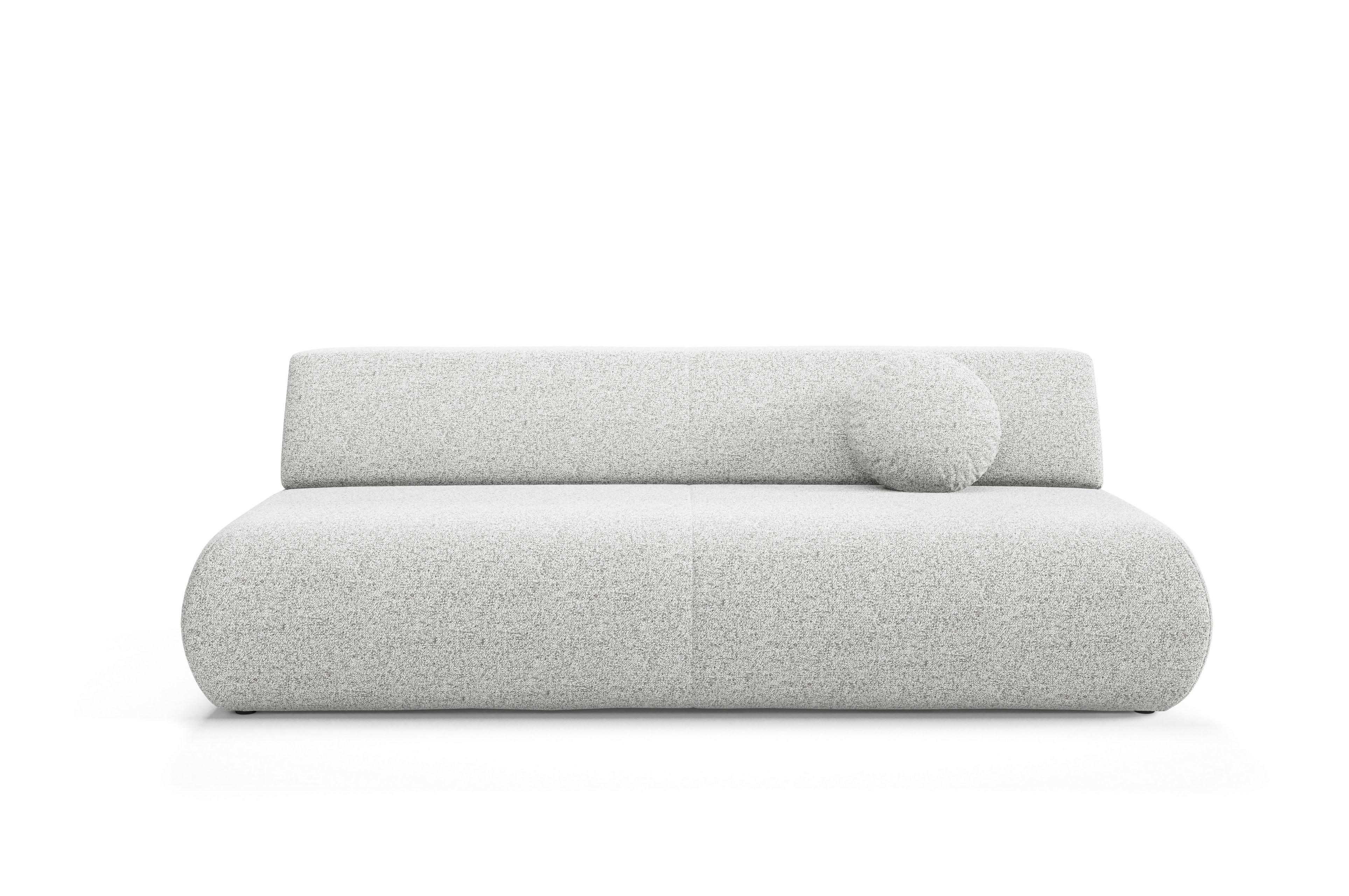 BETTSOFA DELTA Hellgrau Geflochtener Stoff mit Schlaffunktion - Hellgrau, Holz (214/74/100cm) - MASSENO