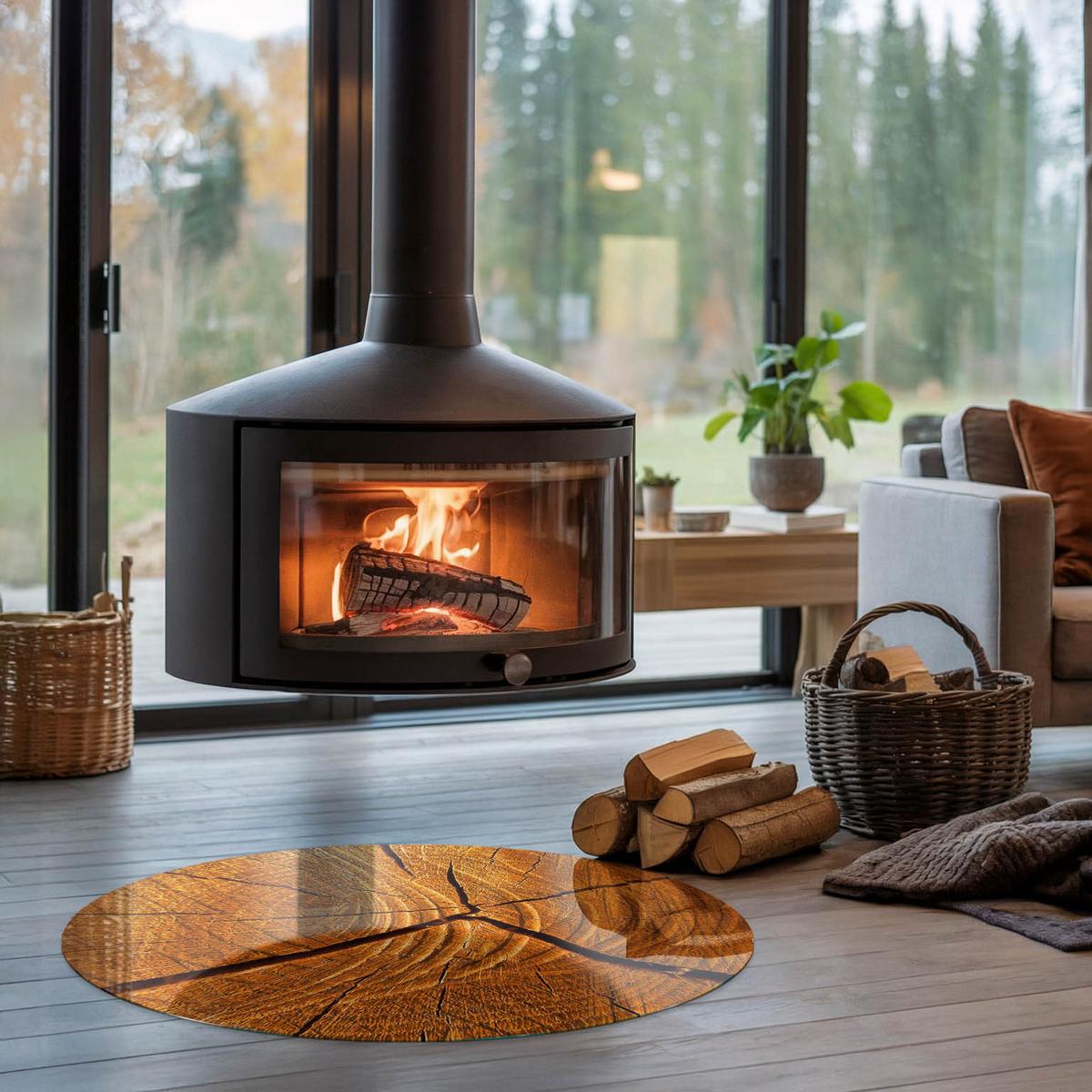 GLASPLATTE für Kamin Ø 90 cm - Orange, Glas (90/90/0.4cm) - TULUP
