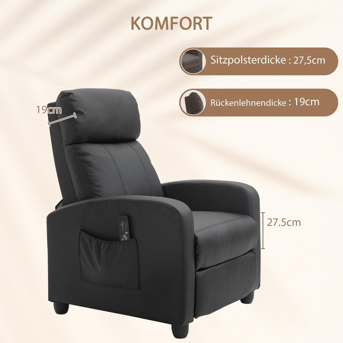 MASSAGESESSEL Kunstleder Schaumstoff Schwarz - Schwarz/Grau, Kunststoff (88/98/68cm) - HOMCOM