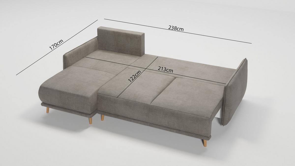 ECKSOFA Chroma Dunkelbeige Luxusmicrofaser - Beige/Braun, Holz/Textil (238/170cm) - S-Style