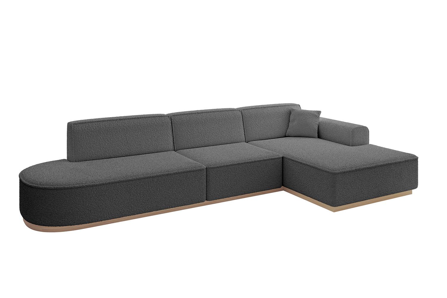 ECKSOFA Ottomane Rechts IREA-L2 - 327x165x80 cm Grau - Olivgrün, Holzwerkstoff/Textil (327/165cm) - ALTDECOR