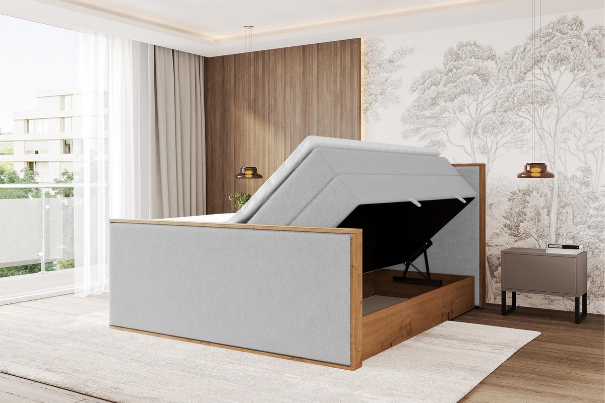 BOXSPRINGBETT LOLLI9 -Z-KING 180x200 - H3/H4 Hellgrau - Hellgrau, Holzwerkstoff (180/200cm) - ALTDECOR
