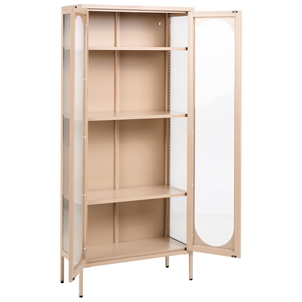 VITRINE mit Glastüren Metall 80 cm Beige Foxton - Beige, Metall (80/181/35cm) - Beliani