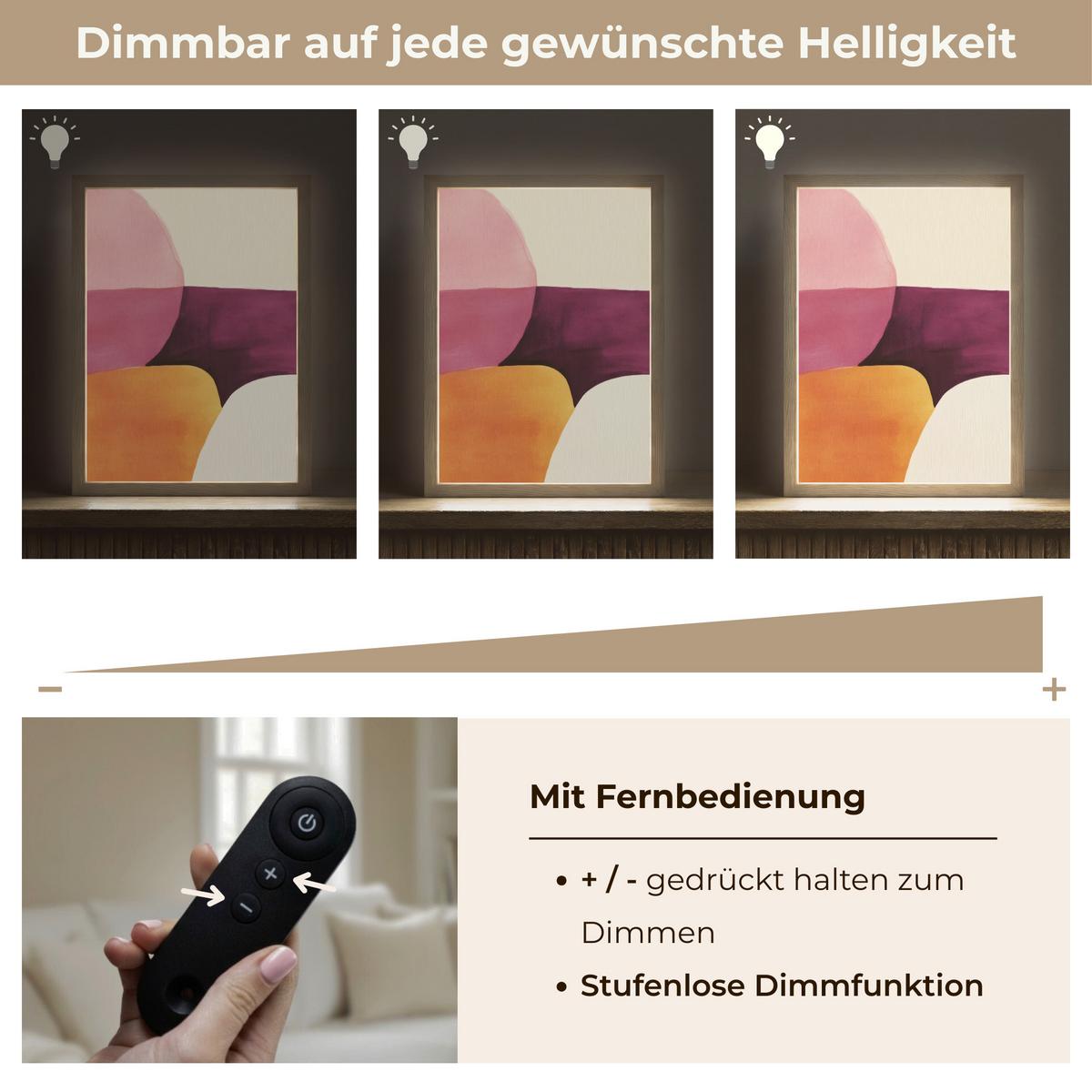 WANDLEUCHTE MIT AKKU Formen - Abstrakt - Farbenfroh 30x40 cm - Rosa, Holzwerkstoff (30/40/8cm) - OnlyWow