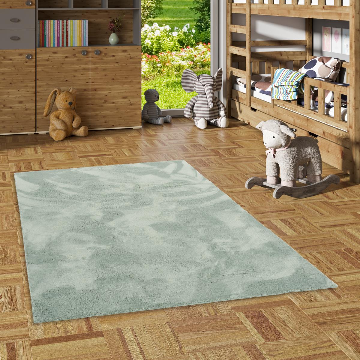 KINDER SUPER SOFT FELLTEPPICH PEARL KIDS - Mintgrün, Textil (140/200cm) - Pergamon
