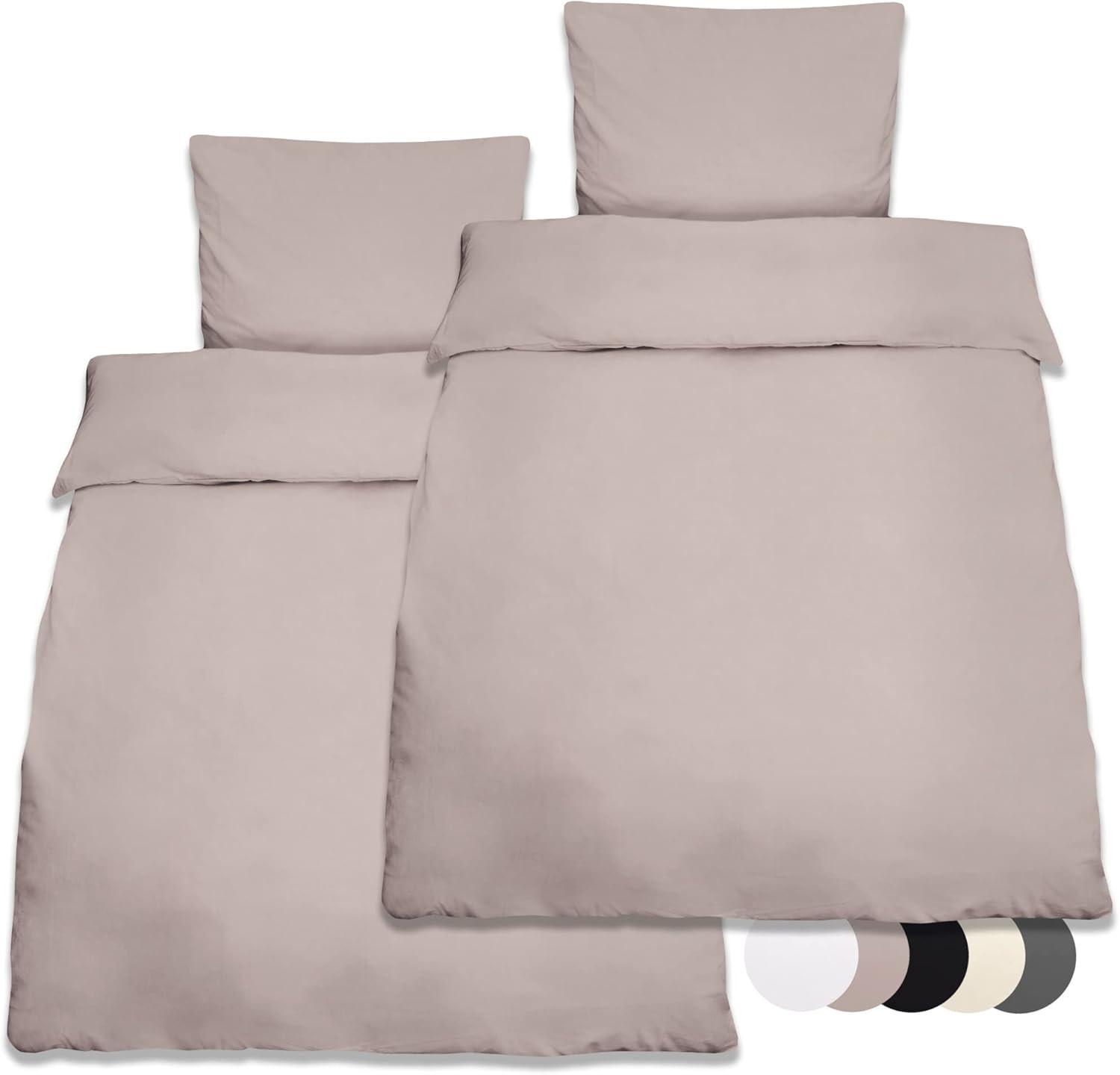 BETTWÄSCHE Julie 155x220cm Taupe Renforcé (4tlg) - Taupe, Textil (155/220cm) - Beautissu 