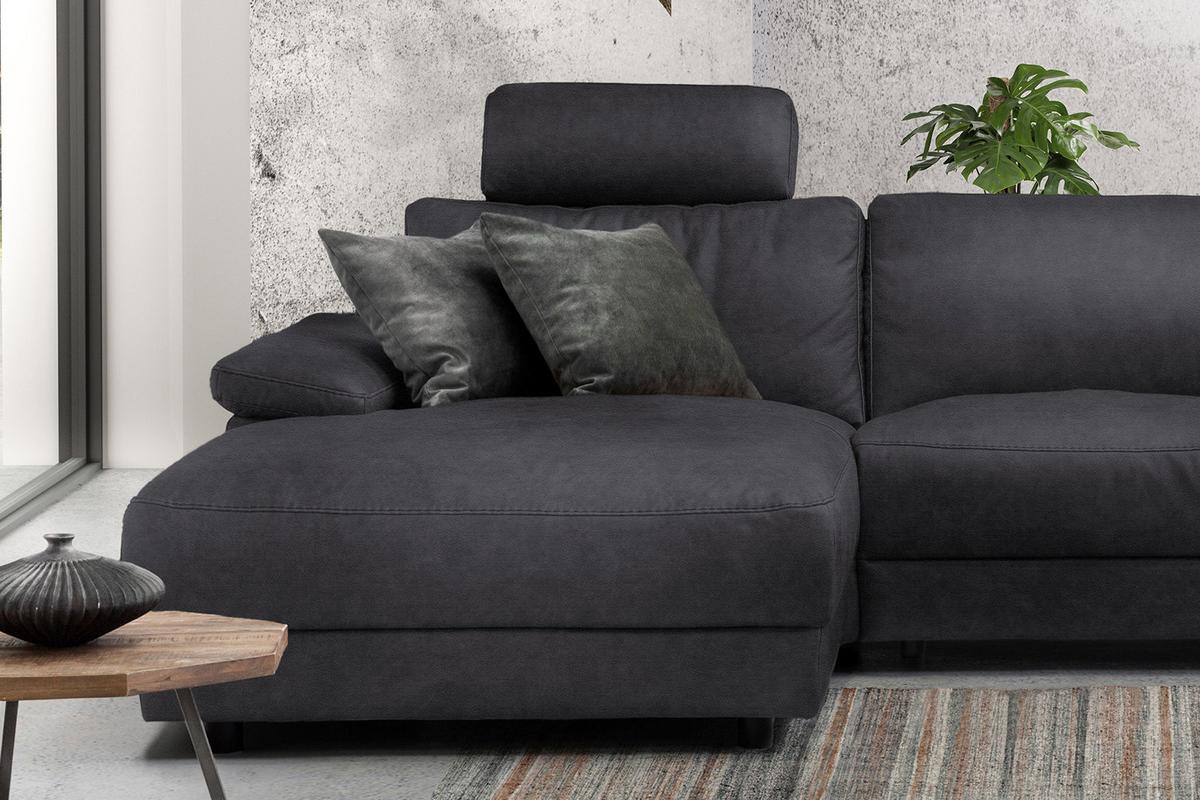 ECKSOFA XL MOTORISCHER RELAXFUNKTION LOLA Schwarz Webstoff Relaxfunktion - Schwarz, Textil (304/178cm) - KAWOLA