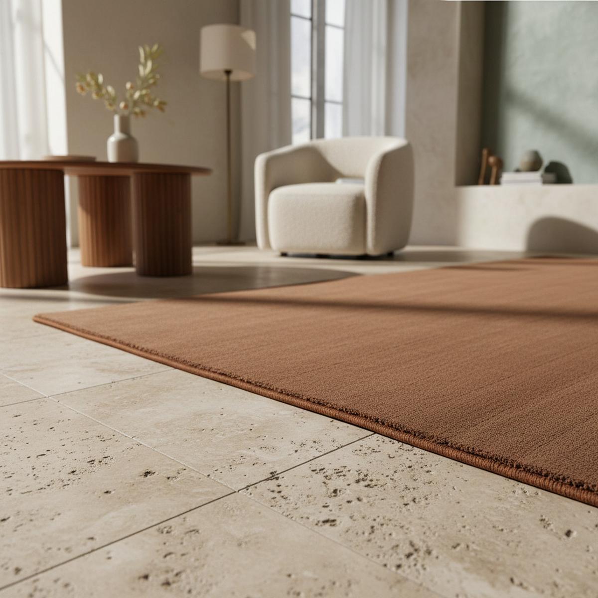 TEPPICH Kurzflor Waschbar LECH in Braun, einfarbig, 80 x 150 cm - Braun, Textil (150/80cm) - KADIMA DESIGN
