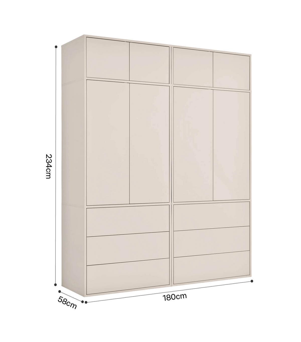 KLEIDERSCHRANK Robe - Beige, Holzwerkstoff (180/234/58cm) - Mokebo