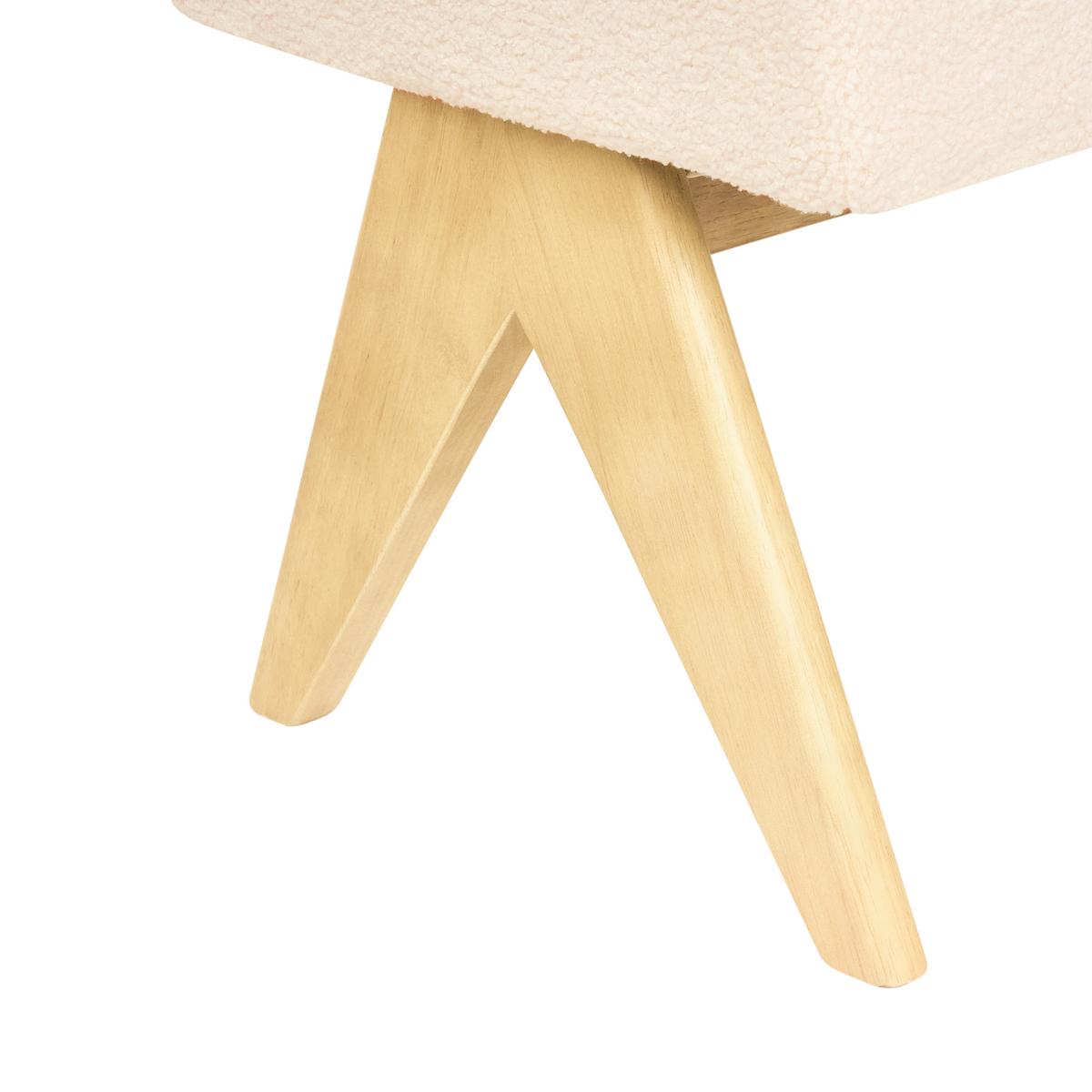 POLSTERBANK Cremeweiß/Hellbraun Tamre - Creme/Braun, Holz/Textil (118/48/46cm) - Beliani