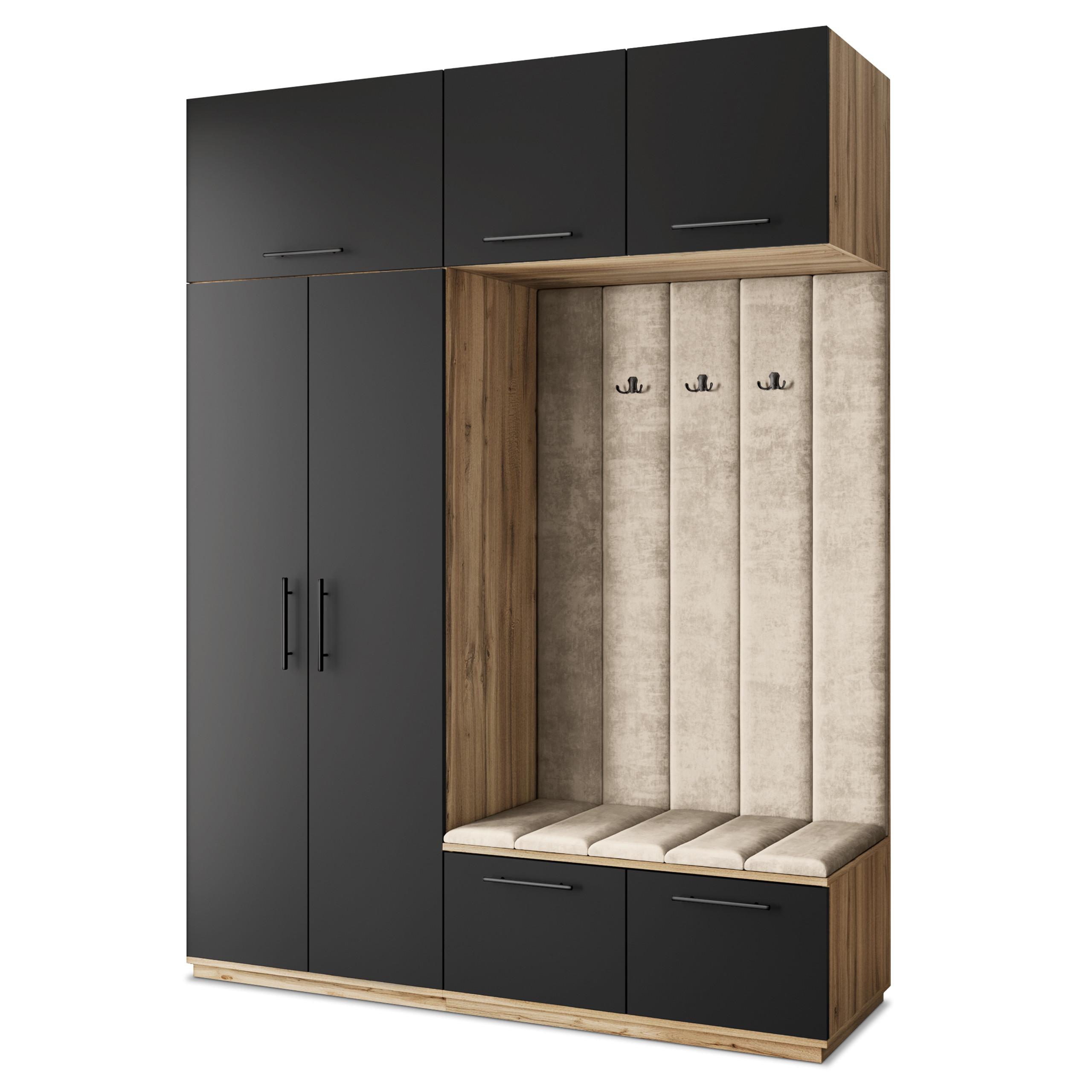 GARDEROBENSCHRANK REMA 180/240/60 cm Modern Eiche Wotan - Beige/Eiche Wotan, Holzwerkstoff (180/240/60cm) - MASSENO