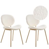 ESSZIMMERSTUHL 2er-Set Hellbraun/Weiß Luana - Hellbraun/Weiß, Textil (50/80/52cm) - Beliani