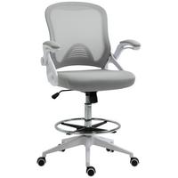BÜROSTUHL Ergonomischer Schreibtischstuhl mit Hochklappbaren Armlehnen Netz - Hellgrau, Kunststoff (60/126/64cm) - Vinsetto