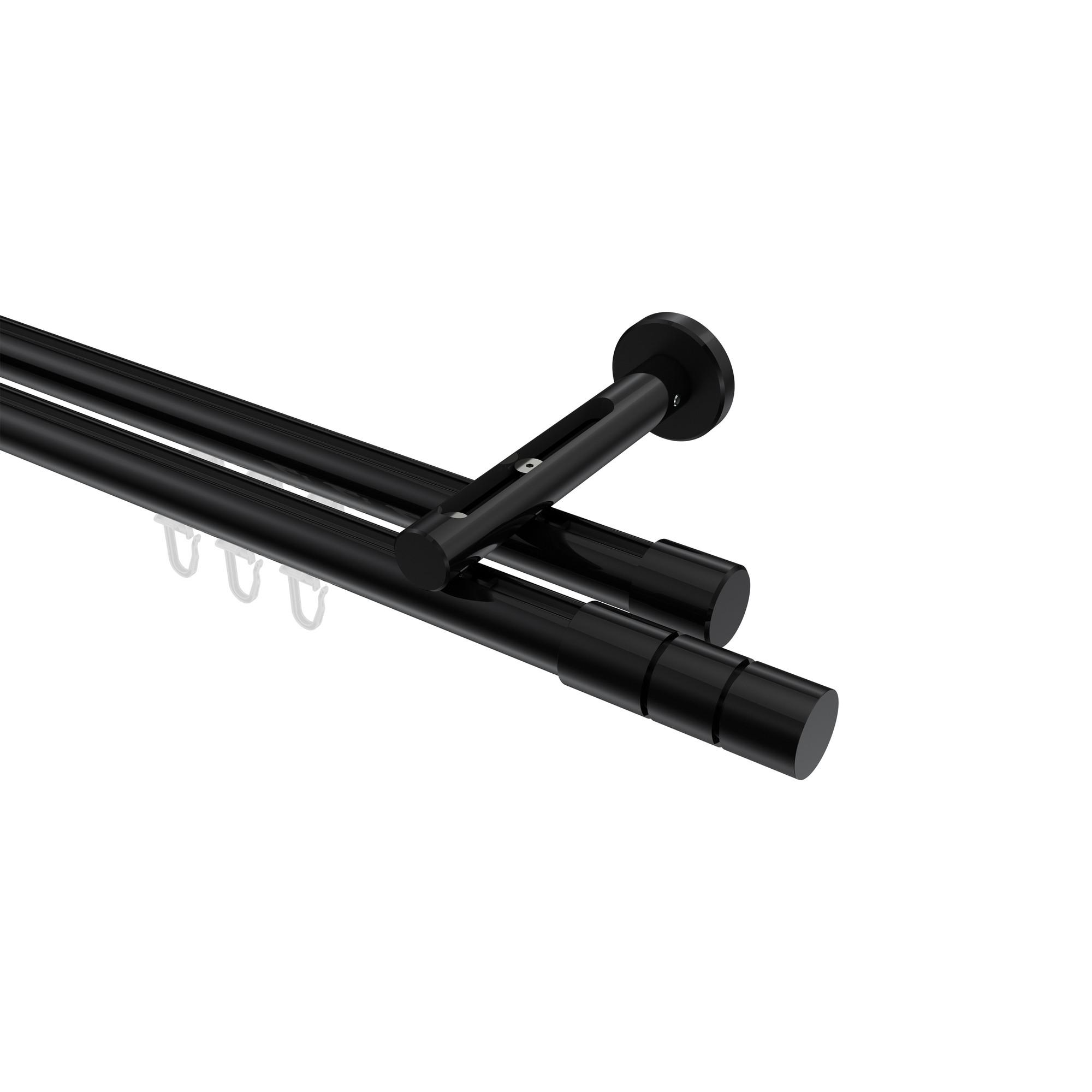 GARDINENSTANGE INNENLAUF Siteno Elanto 280 cm (geteilt in 2 x 140 cm), 2-läufig, 20 mm Ø Schwarz - Schwarz, Metall (280cm) - INTERDECO