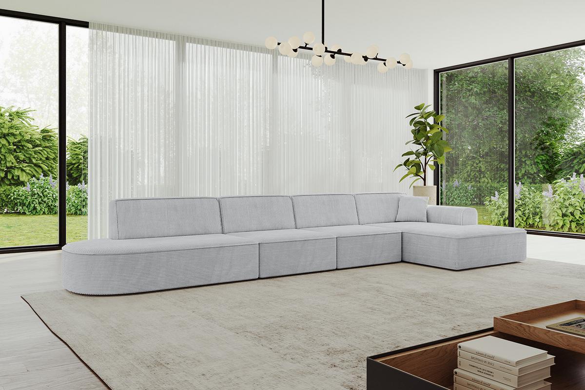 ECKSOFA Ottomane Rechts IREA-L3-v3 - 412x165x77 cm Grau - Grau, Holzwerkstoff/Textil (412/165cm) - ALTDECOR