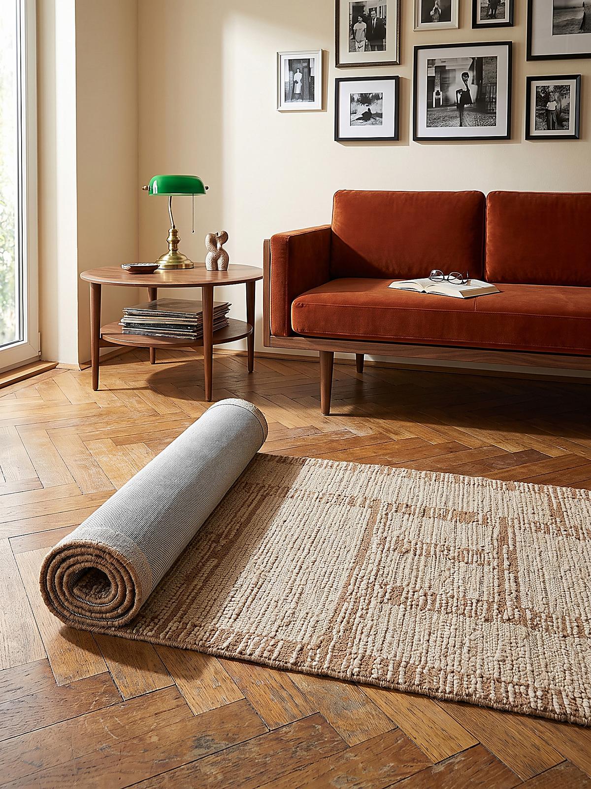 TEPPICHLÄUFER handgetuftet GANNEL, Blockdesign, Natur, 80 x 230 cm - Beige, Textil (80/230cm) - KADIMA DESIGN