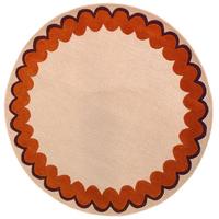 WOLLTEPPICH handgetuftet WAVENEY, Zickzack-Wellenbordüre, Orange, Ø 160 cm - Orange, Textil (160/160cm) - KADIMA DESIGN
