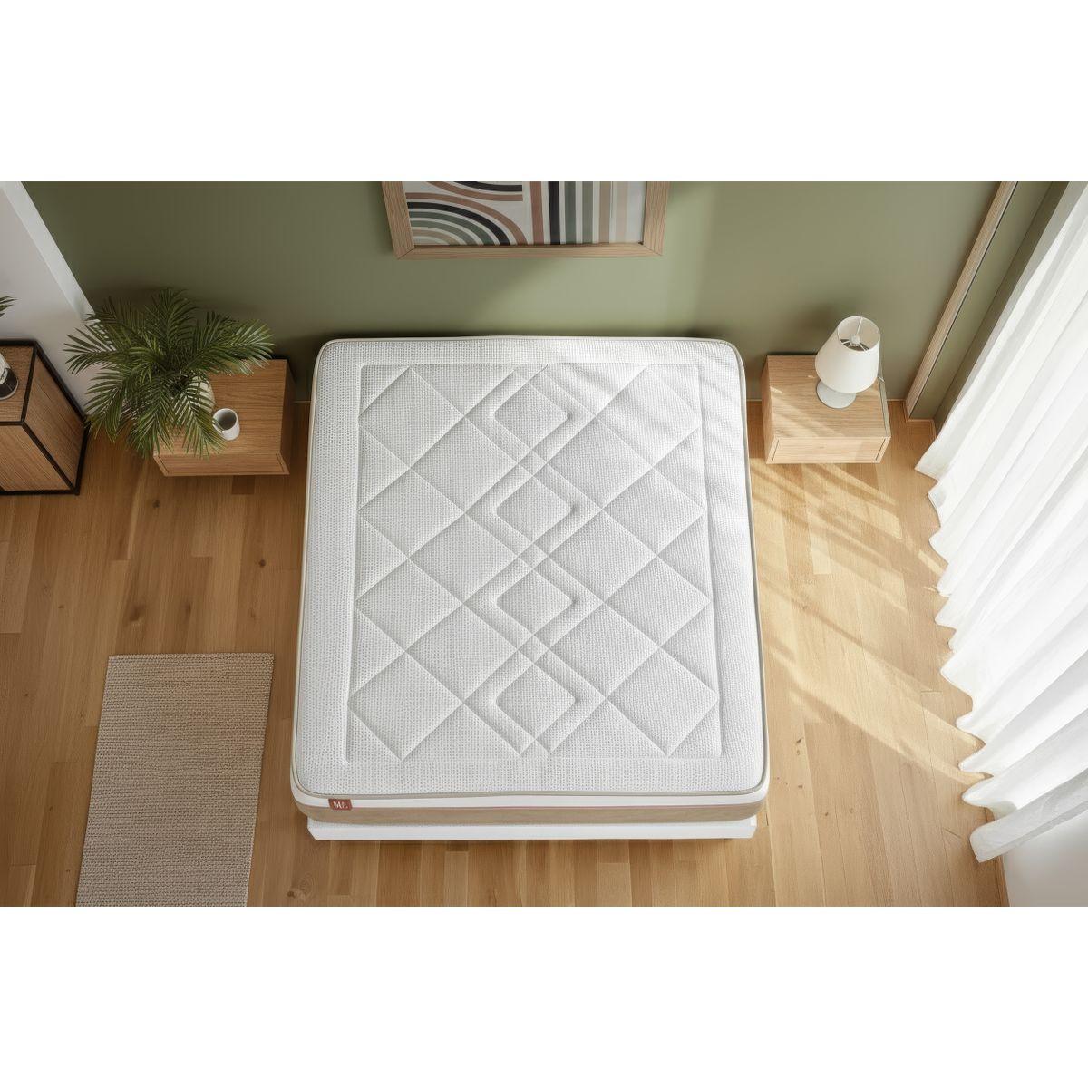 MATRATZE Le Soyeux Taschenfederkern und Memory-Schaum 140 x 190 cm h2 - Weiß, Textil (140/190cm) - Marmottes & Co