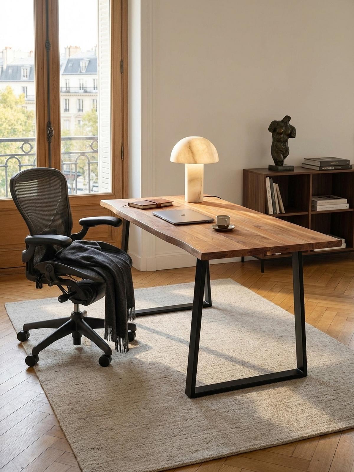 SCHREIBTISCH Massivholz Baumkante Handgefertigt Akazie TARN, Goldbraun-Schwarz 120x60x76 cm - Schwarz/Braun, Holz/Metall (60/120/76cm) - KADIMA DESIGN