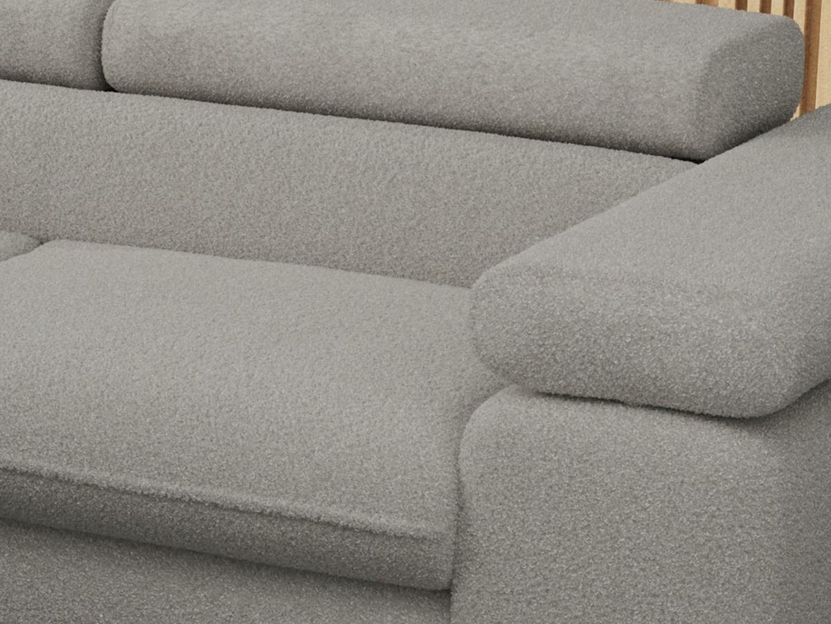 ECKSOFA PETER L Hellgrau Boucle - Links Seite - Hellgrau/Schwarz, Textil/Metall (208/273cm) - MKS