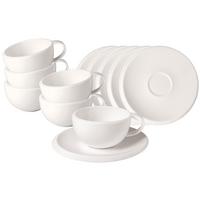 KAFFEETASSEN MIT UNTERTASSEN NewMoon weiß 190 ml 6er Set - Weiß, Keramik (17/7.8/17cm) - Villeroy & Boch