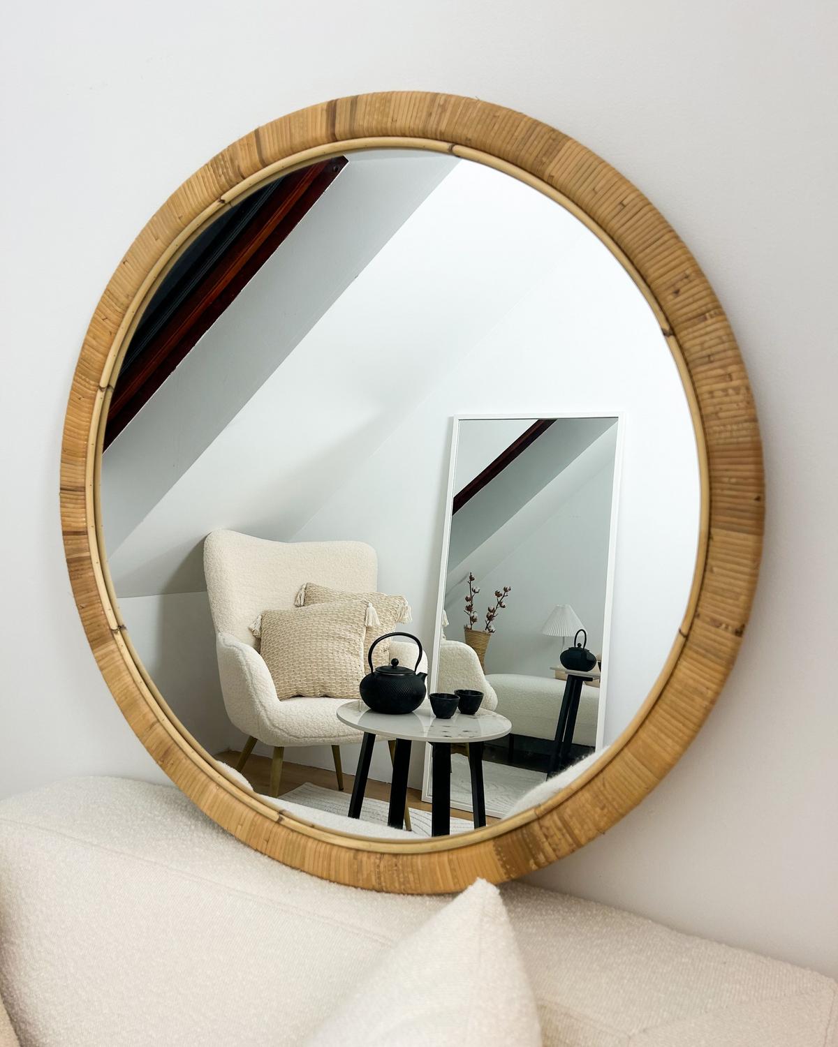 WANDSPIEGEL 80/80 cm Rattan Naturfarben Anlezy - Naturfarben, Naturmaterialien (80/80/2cm) - Beliani