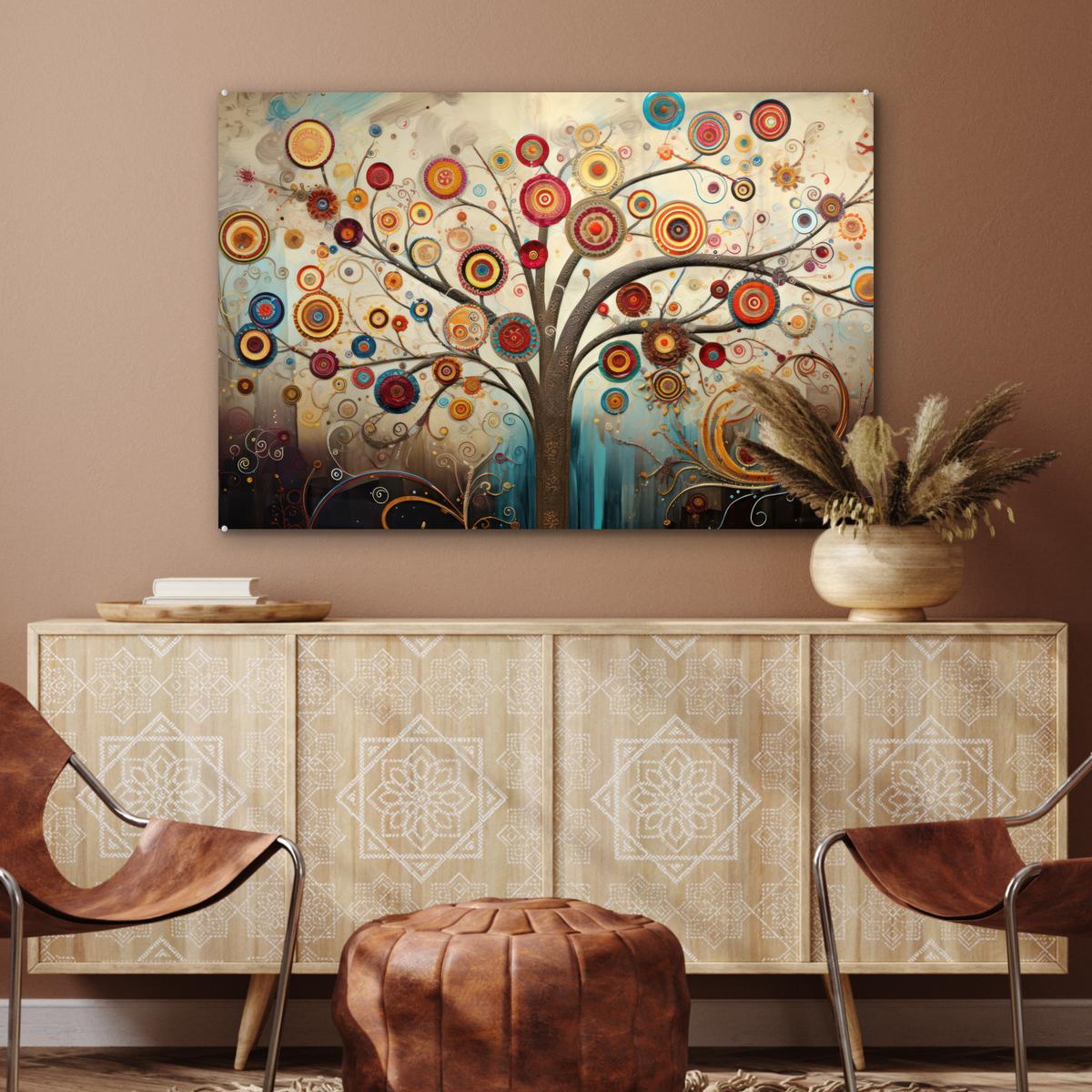ACRYLGLASBILD Baum - Baum des Lebens - Farbe Room Decor 90x60 cm - Braun, Glas (90/60cm) - MuchoWow