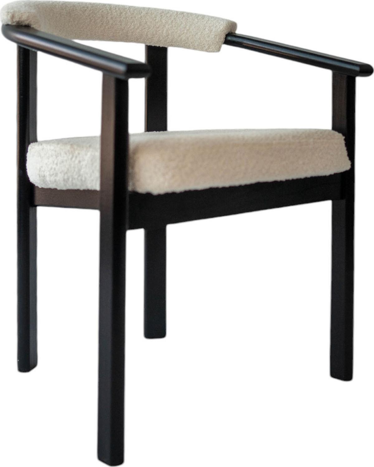 ESSZIMMERSTUHL KIRO 2er Set in Weiß Boucle mit schwarzen Buchenholzbeinen 56/55/73 cm - Schwarz/Weiß, Holz/Textil (58/72/47cm) - WFL GROUP