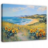 LEINWANDBILD Meer Natur Gelb 100x70 cm - Multicolor, Holzwerkstoff (100/70cm) - Wallarena