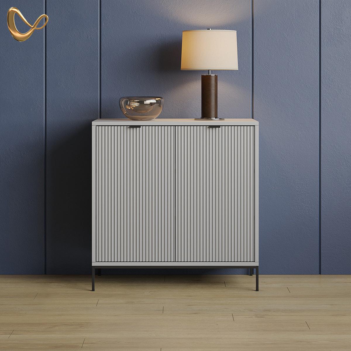 KOMMODE Aterno Grau mit 2 Türen - Grau, Holzwerkstoff (42/81.2/80cm) - Livinity®