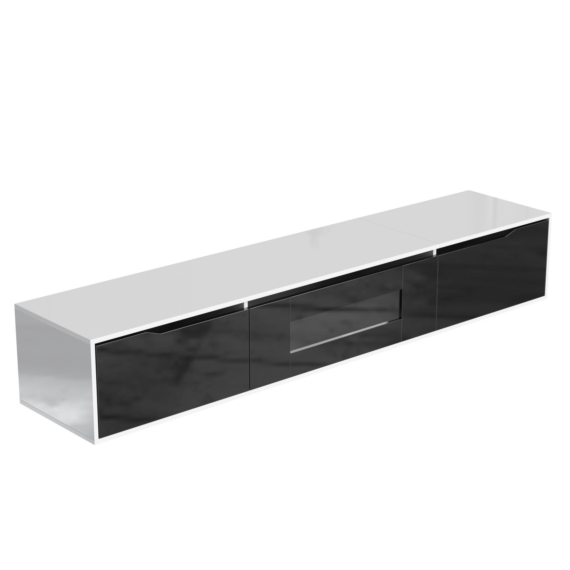 TV-LOWBOARD Weiß und Schwarz 180/30/35cm - Schwarz, Holzwerkstoff/Metall (95/180/204cm) - Urban Meuble