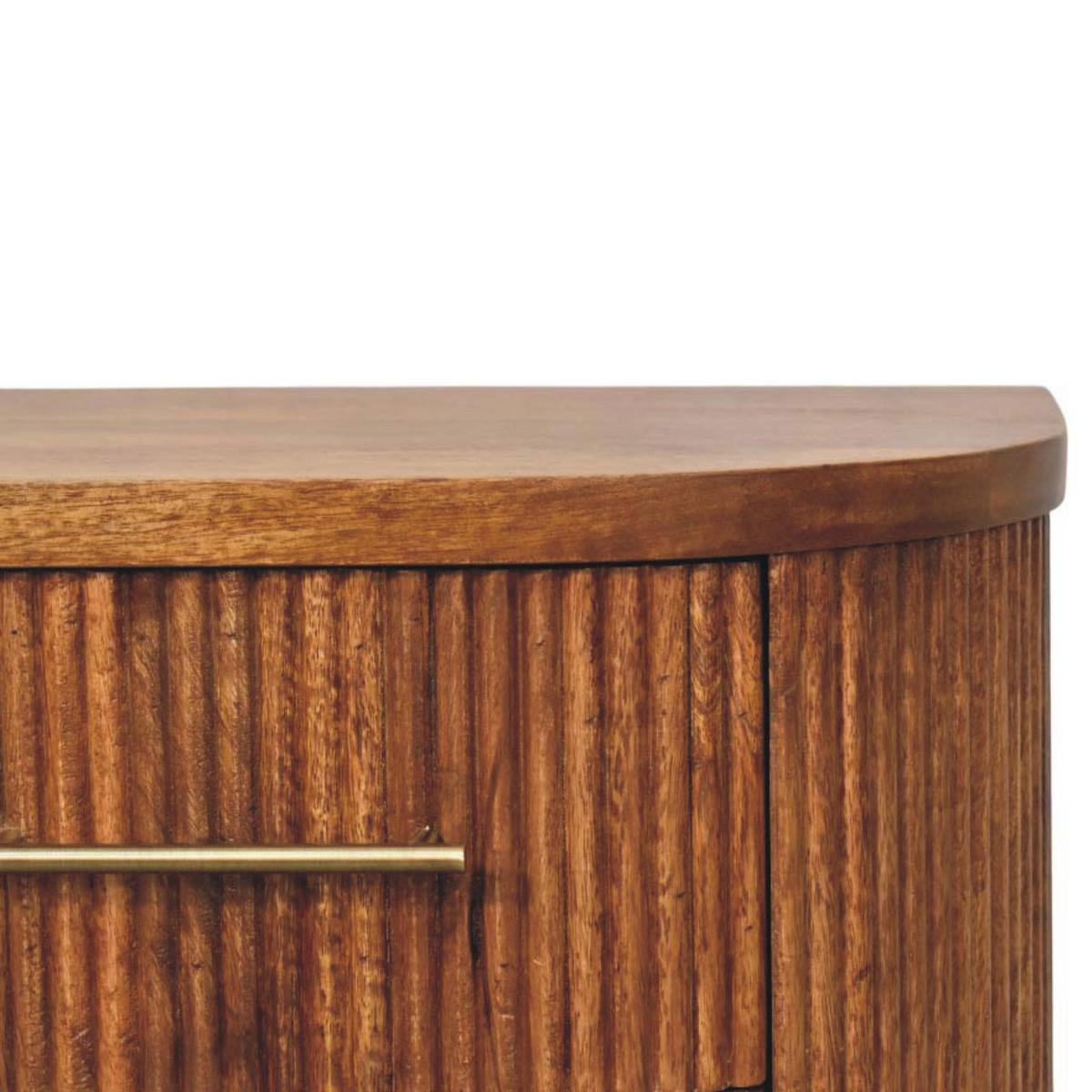 NACHTKASTEN Geriffelt, 2 Schubladen und Messing-Akzente, Hellbraun - Hellbraun/Messingfarben, Holz/Metall (55/56/40cm) - Artisan Furniture