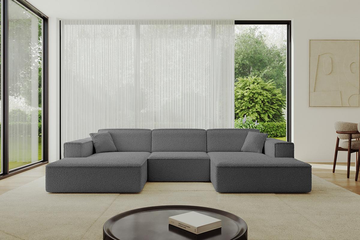 WOHNLANDSCHAFT IREA-U1-v4 - 301x165x77 cm Grau - Olivgrün, Holzwerkstoff/Textil (301/77/165cm) - ALTDECOR