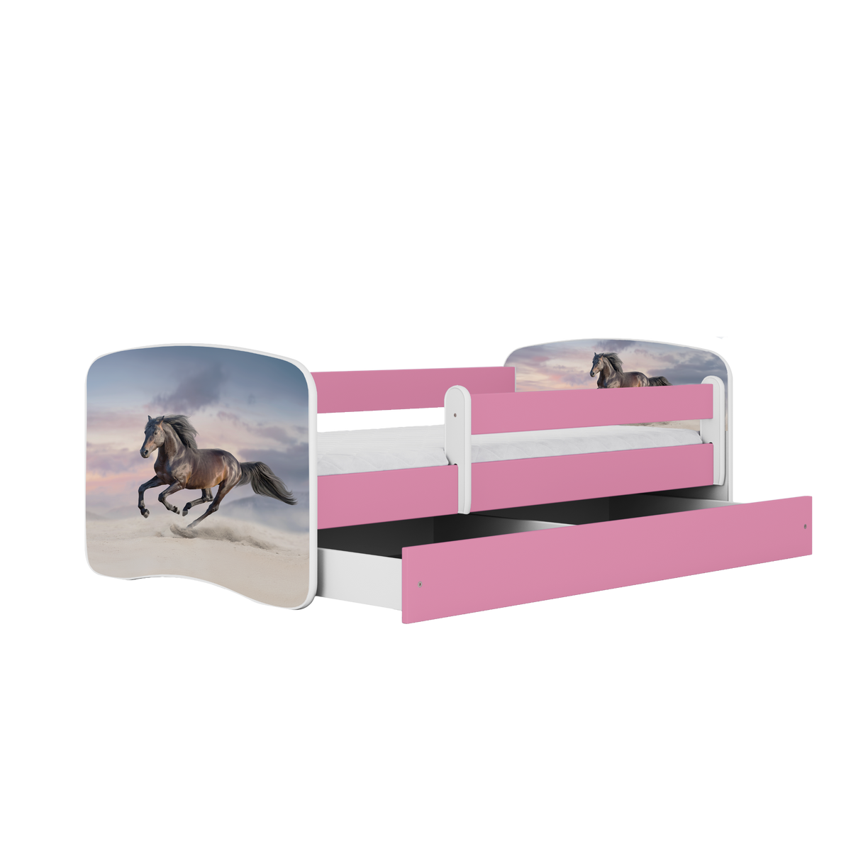 KINDERBETT Pferd im Galopp mit Schublade und Matratze 160/80 - Rosa, Holzwerkstoff (80/160cm) - RAUMHIRSCH FURNITURE