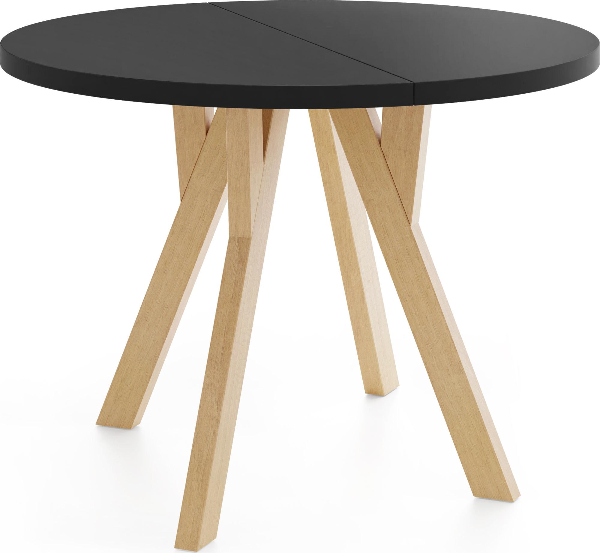 ESSTISCH Avero runder ausziehbarer, Schwarz 100-140/100/77 cm - Hellbraun/Schwarz, Holz/Holzwerkstoff (100/140/77cm) - WFL GROUP