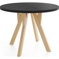 ESSTISCH Avero runder ausziehbarer, Schwarz 100-140/100/77 cm - Hellbraun/Schwarz, Holz/Holzwerkstoff (100/140/77cm) - WFL GROUP
