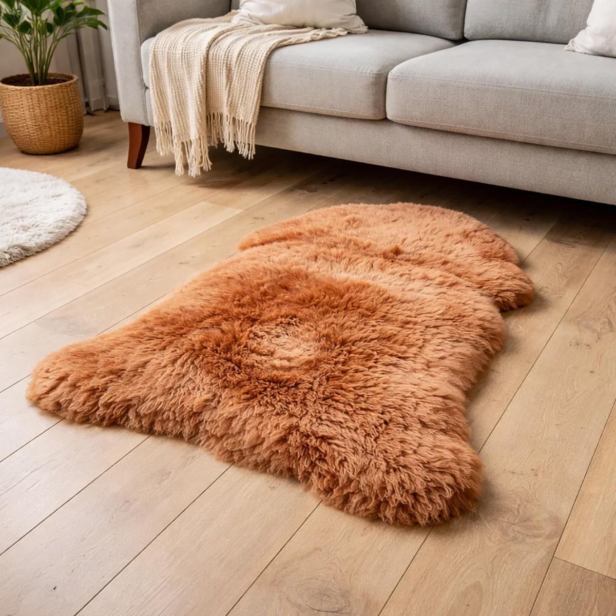 FELL Öko Lammfell Schaffell Toffee Braun ca. 115 cm - Hellbraun/Braun, Fell (65/115cm) - Provellus