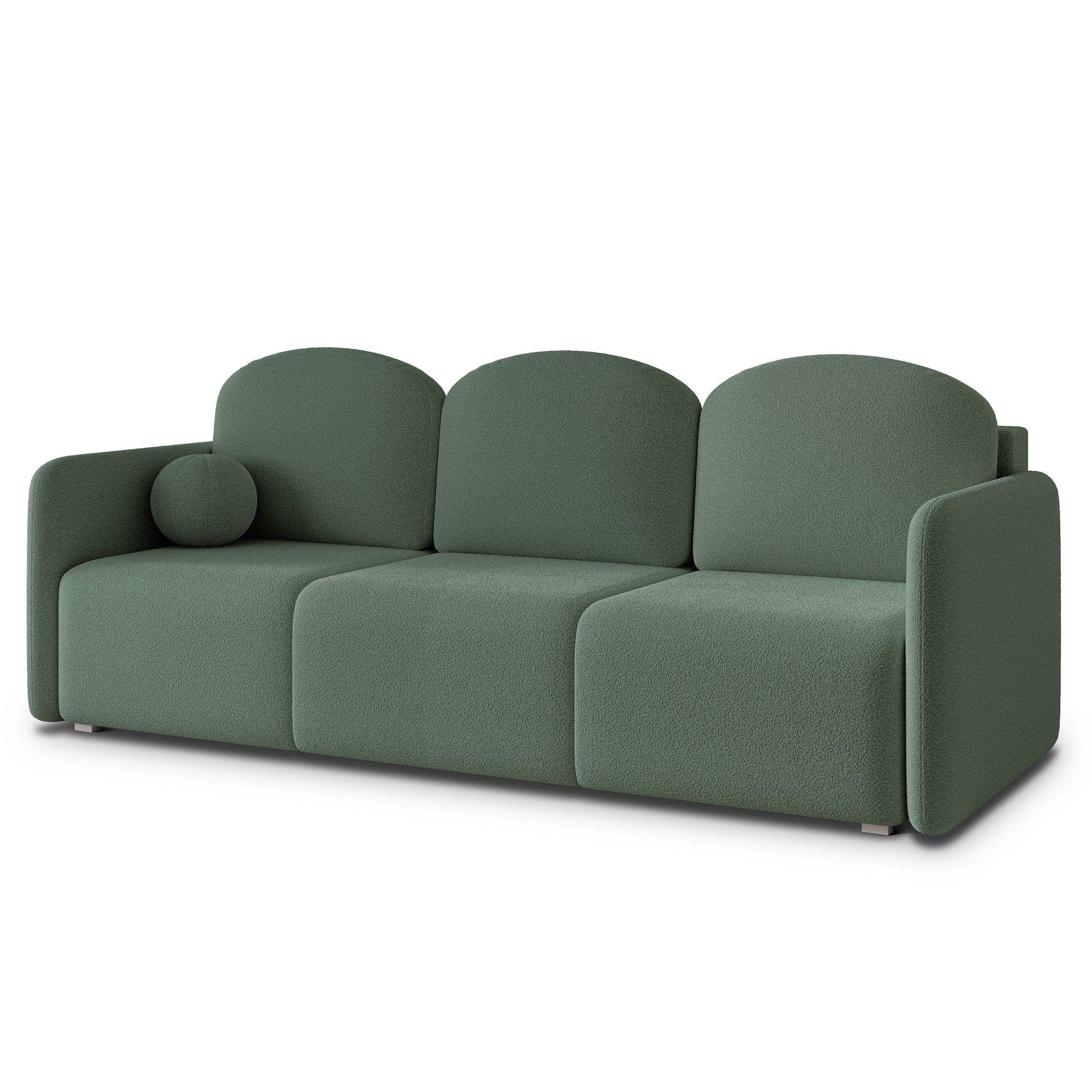 BETTSOFA SUVI III Q Grün Bucle-Stoff mit Schlaffunktion - Grün, Textil (220/85/90cm) - MASSENO