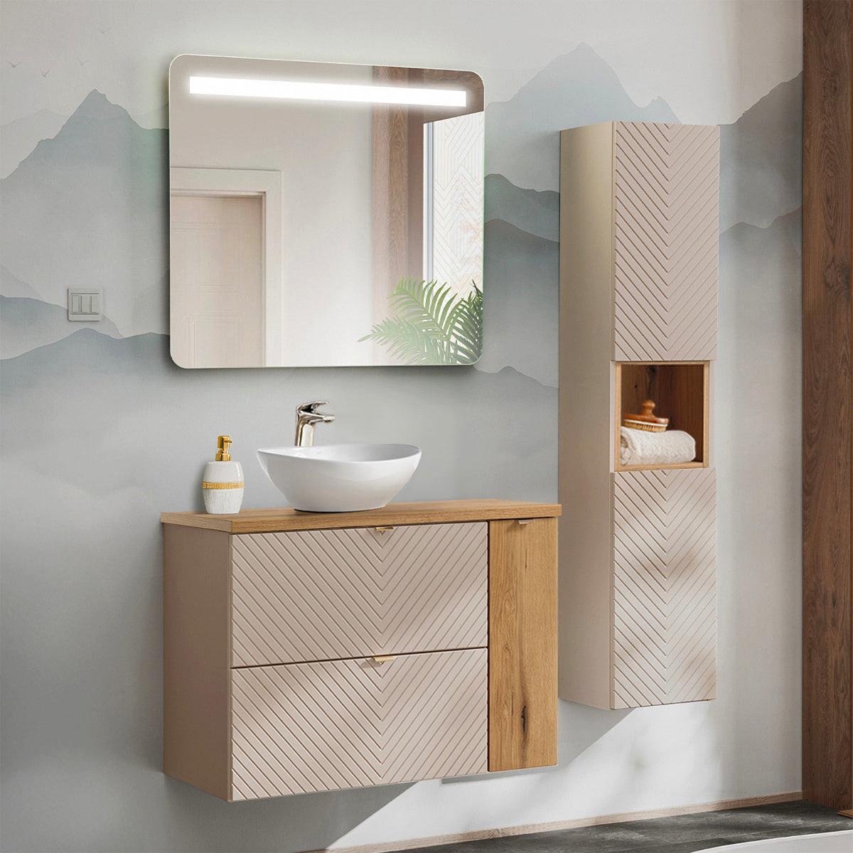 BADMÖBEL 80.4cm Manoa 2er-Set Kaschmir - Beige, Holzwerkstoff (80.4/59/40cm) - Petits-meubles