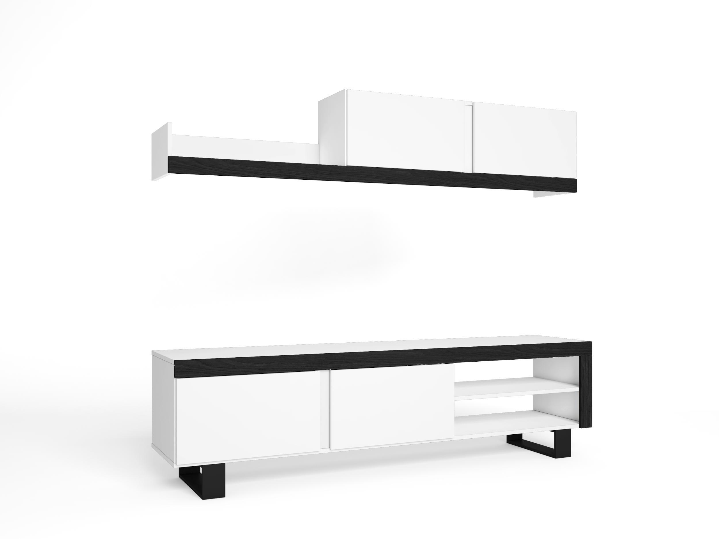 WOHNWAND Idem weiß, schwarz, 180/40/200cm - Weiß, Holzwerkstoff (180/200/40cm) - Skraut Home